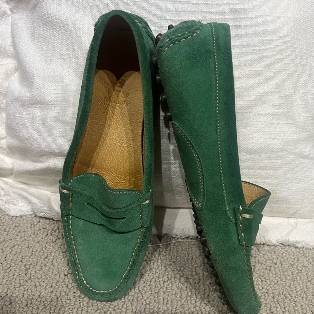 Peter Millar green driving moccasins